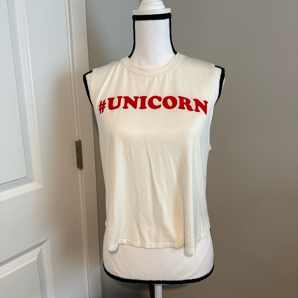 White Sleeveless Top with Red Print